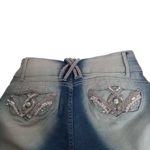 PENSAMIENTO WOMEN'S BLUE JEANS SIZE 7 WITH LOTS OF BLING - Picture 6 of 12